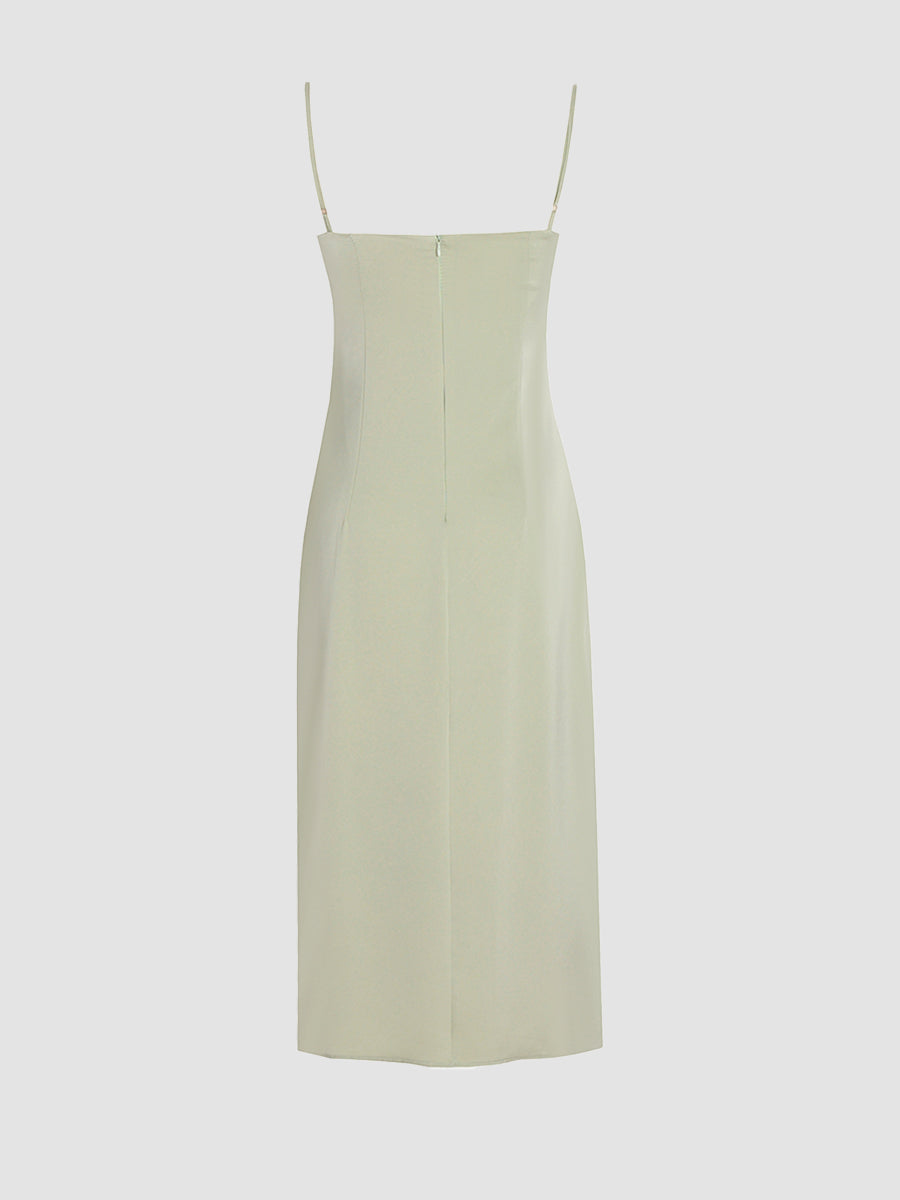 Solid Color Satin Camisole Dress