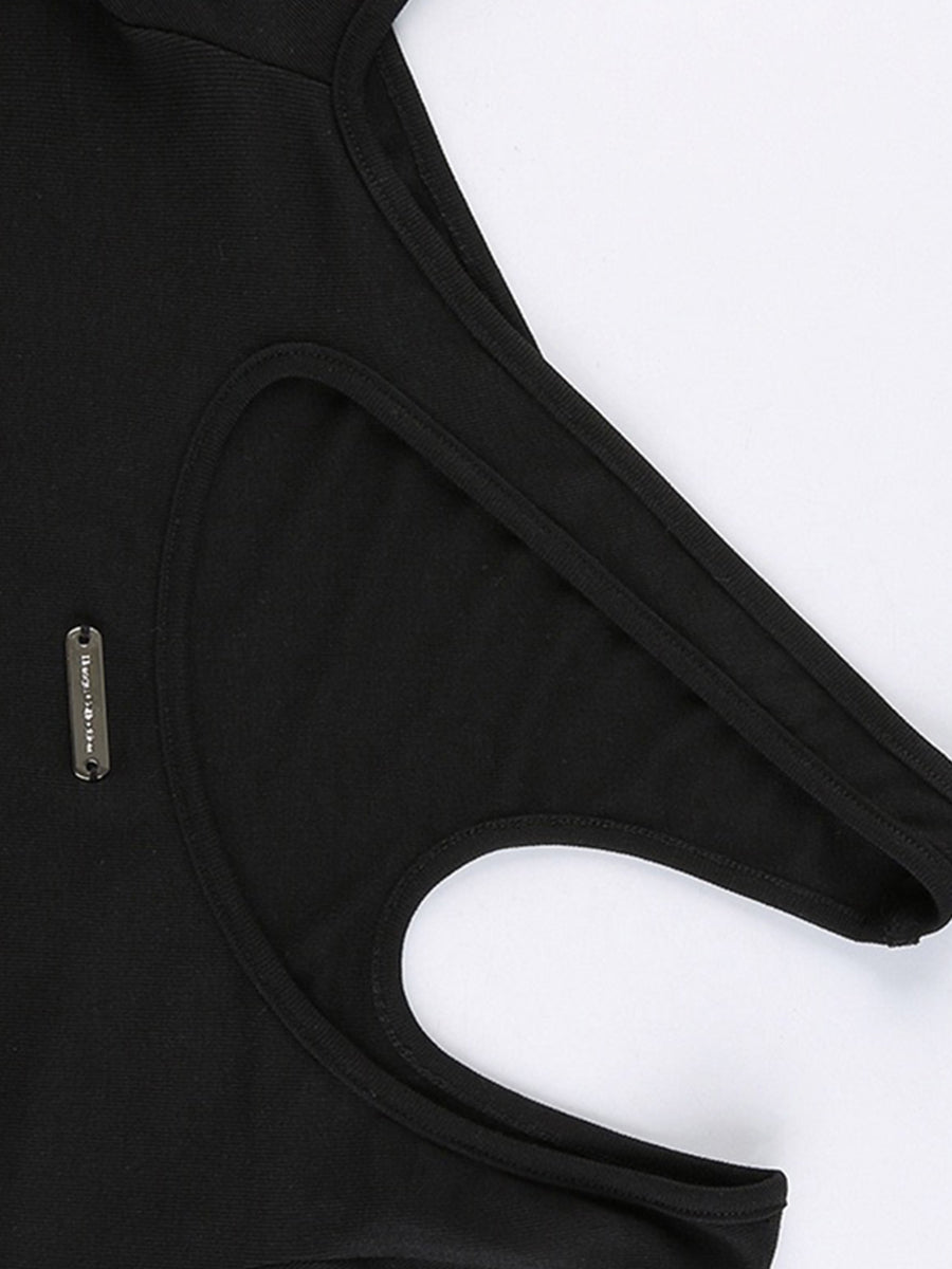 Irregular Patchwork Short Sleeve Halter Top