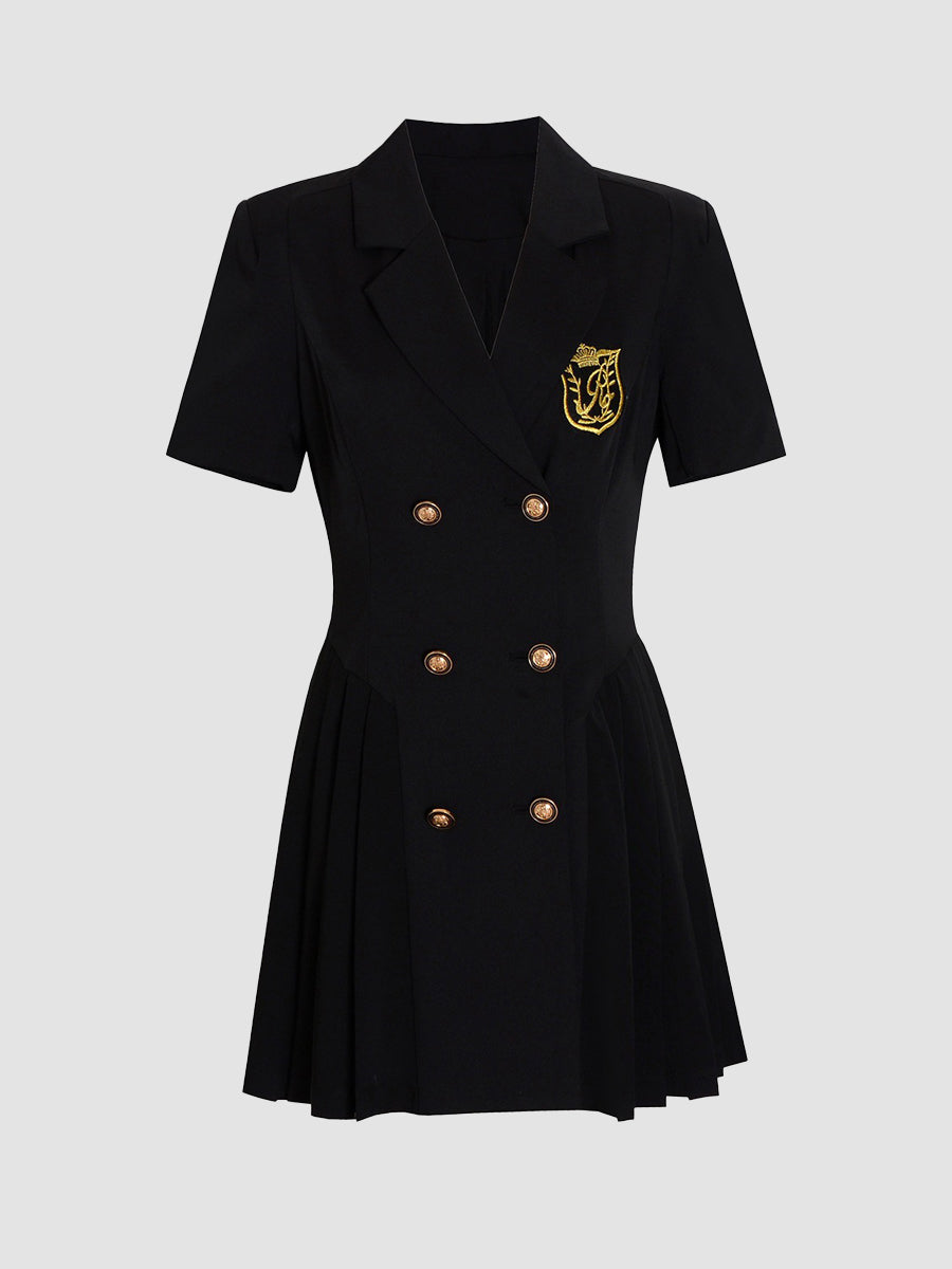 Gold Badge Short Sleeve Suit Dress