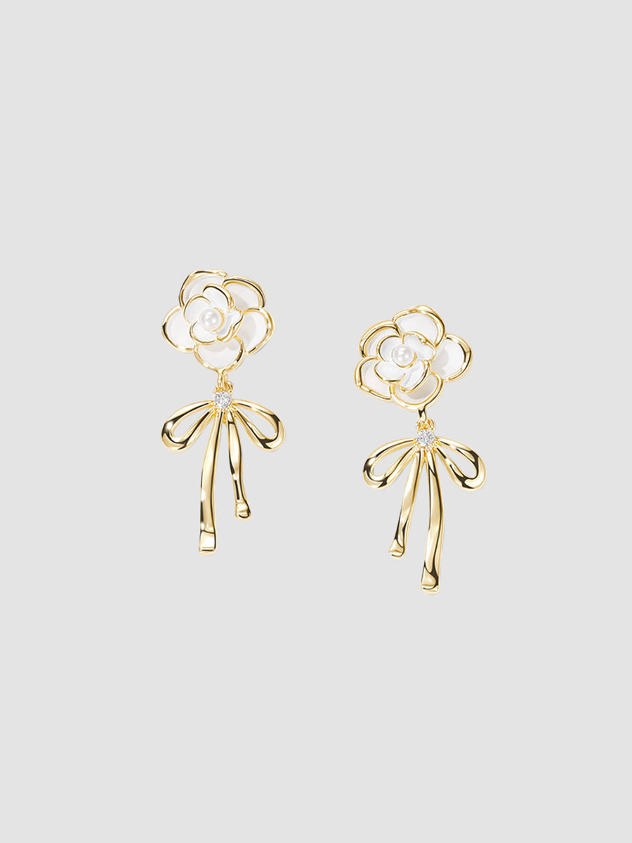 Black and White Flower Earrings