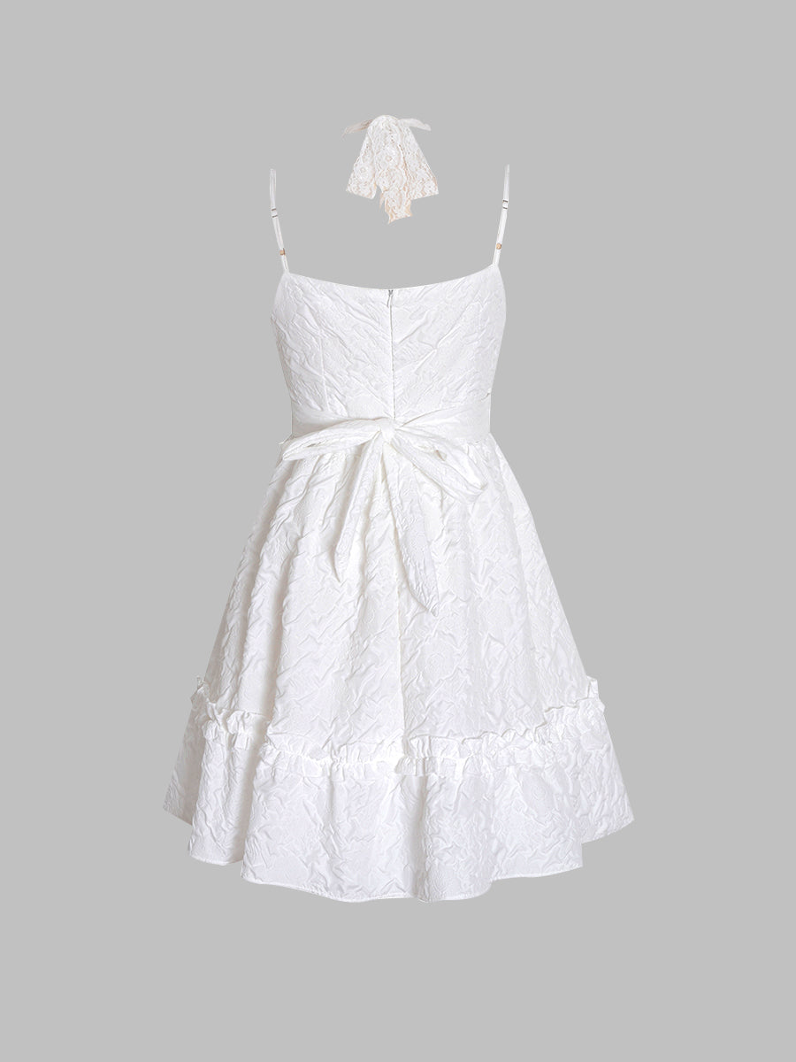 White Short Bow Fairy Dress
