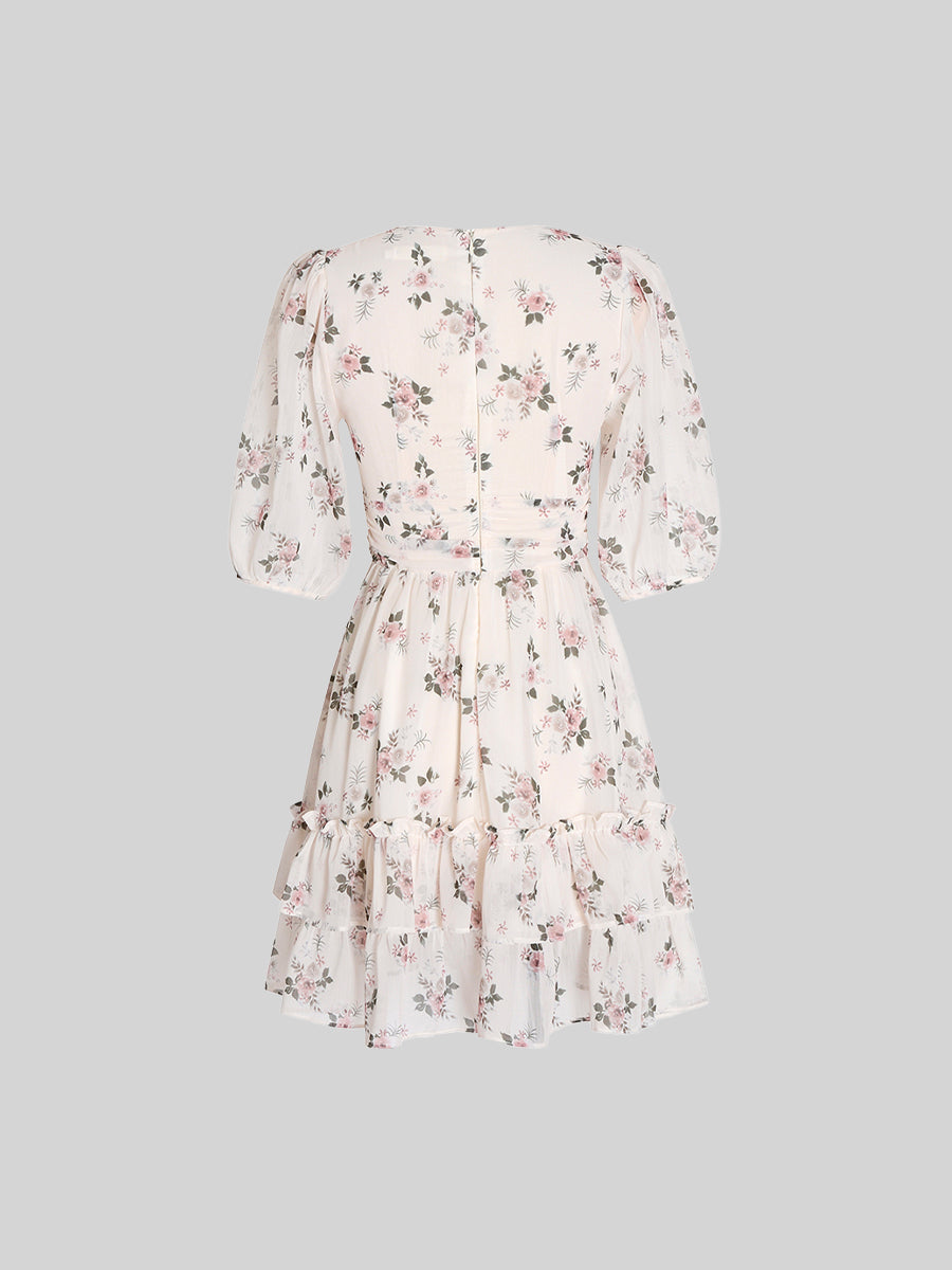 Elegant Floral Chiffon Dress