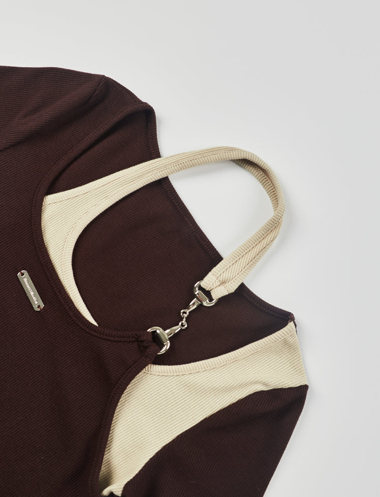 Asymmetric Color Collision Fake Two-piece op