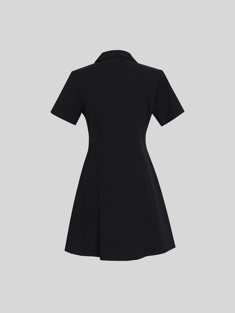 Black Short Sleeve Suit Dress