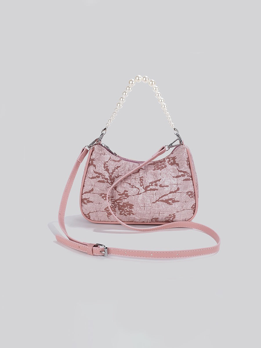 Velvet Bow Pearls Bag