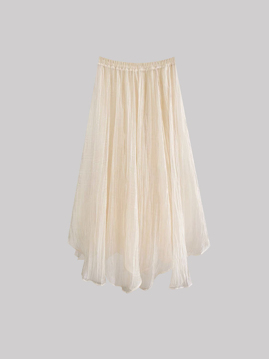 Apricot Irregular Hem Skirt