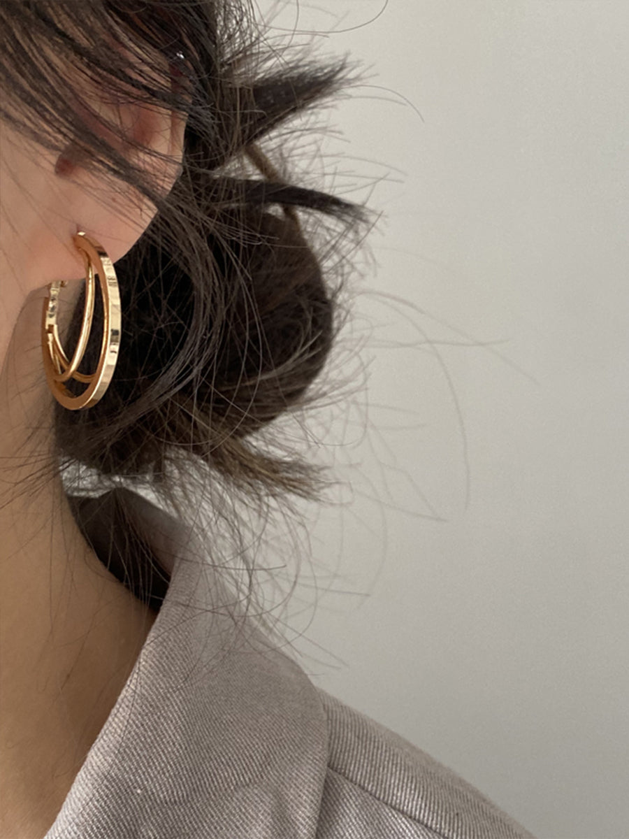 Dual Circle Gold and Silver Earrings