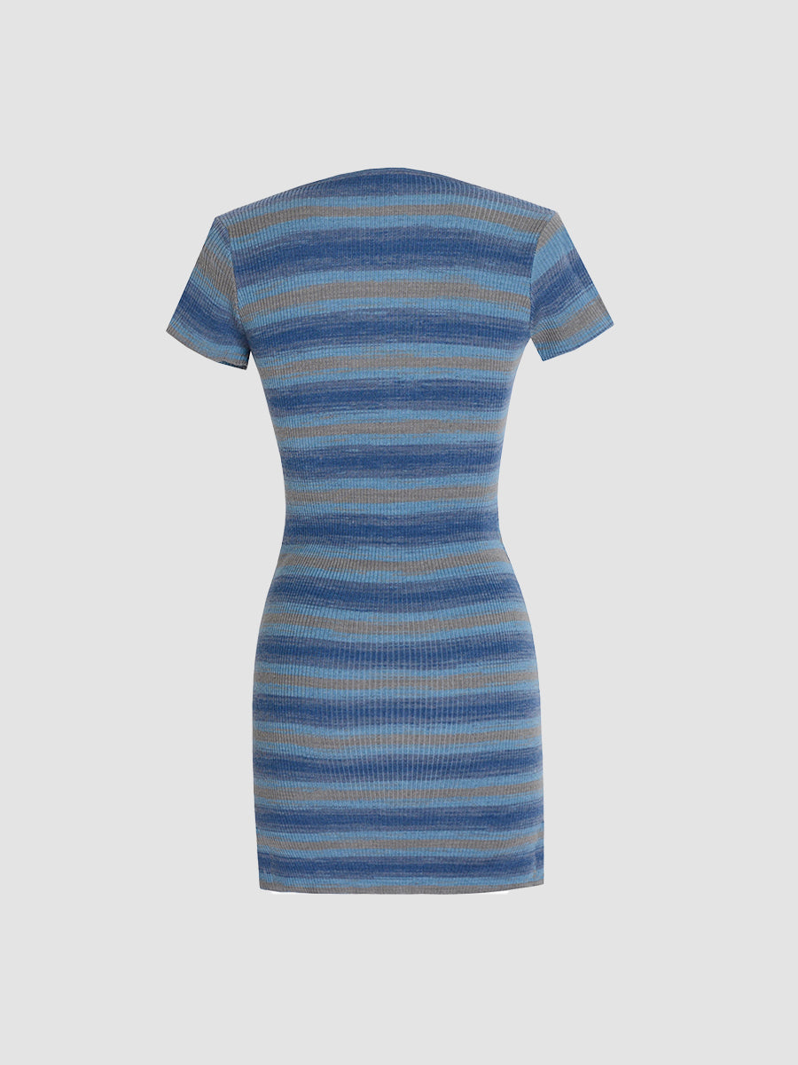 Blue Knitted Hip Dress
