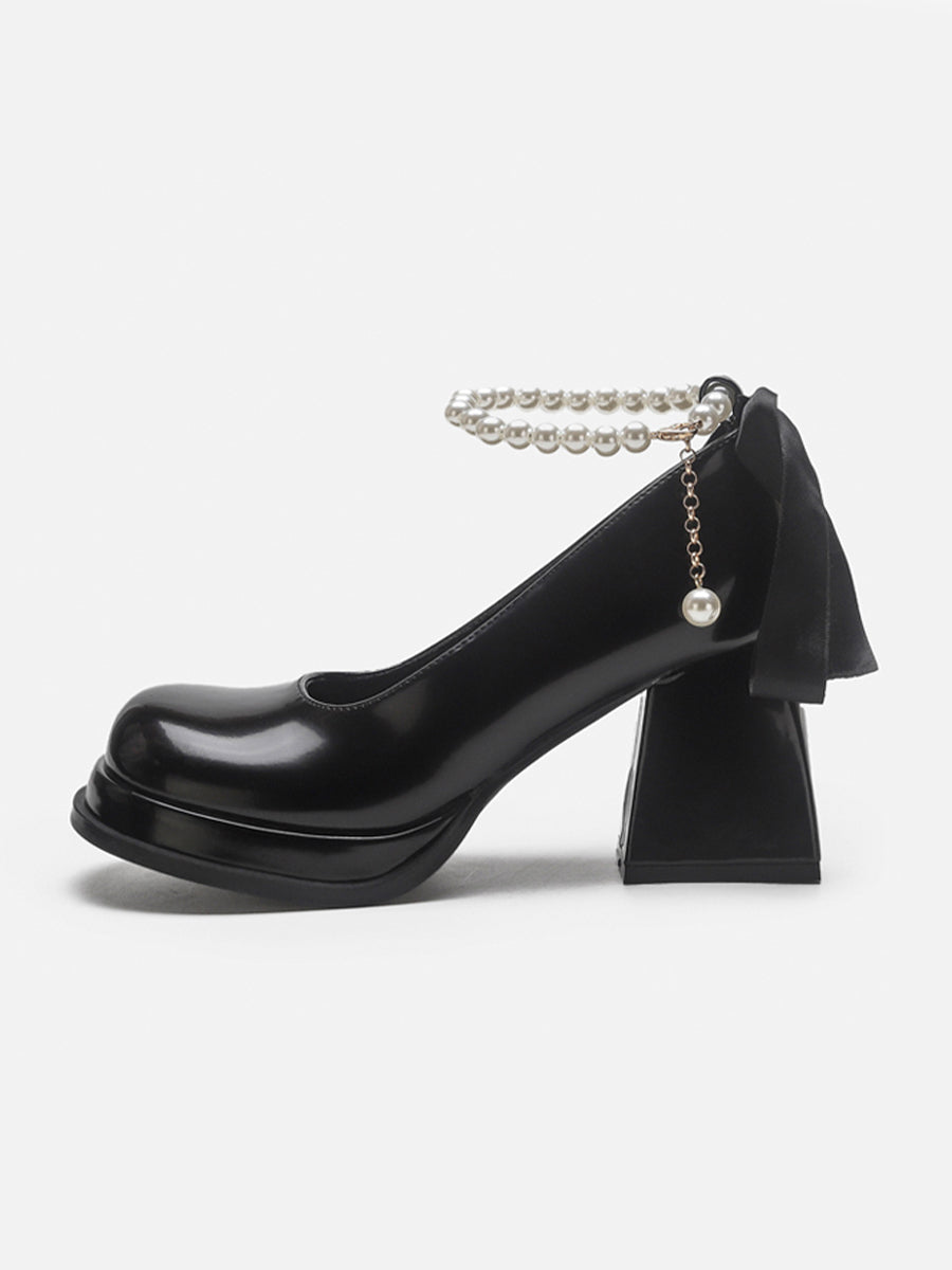 Chunky Heeled Ankle Strap Mary Jane Pumps