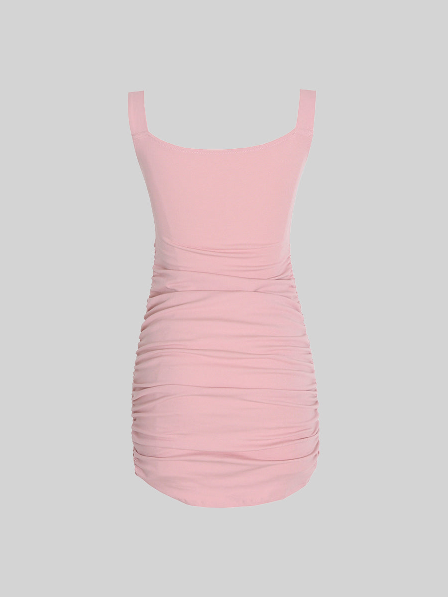Pink Knit Pleated Dress