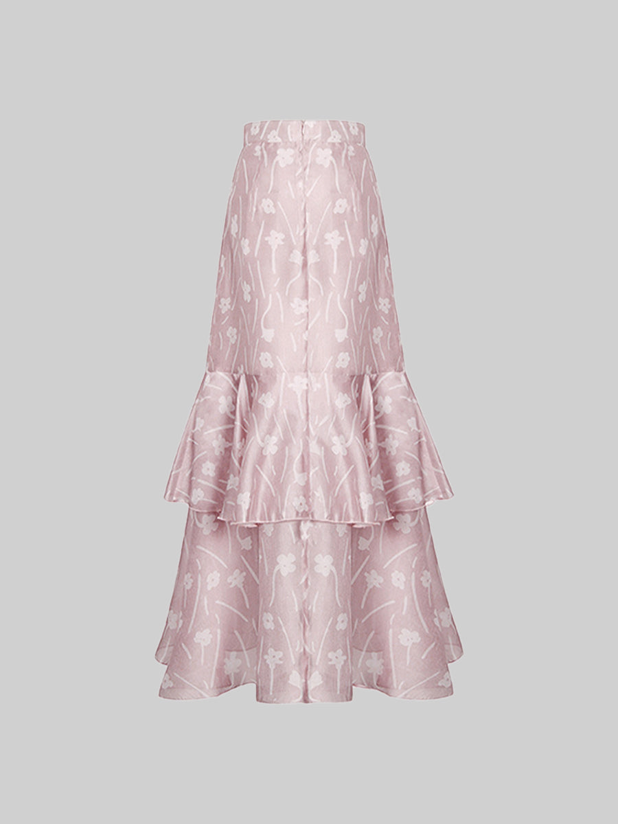 Floral Irregular Midi Skirt