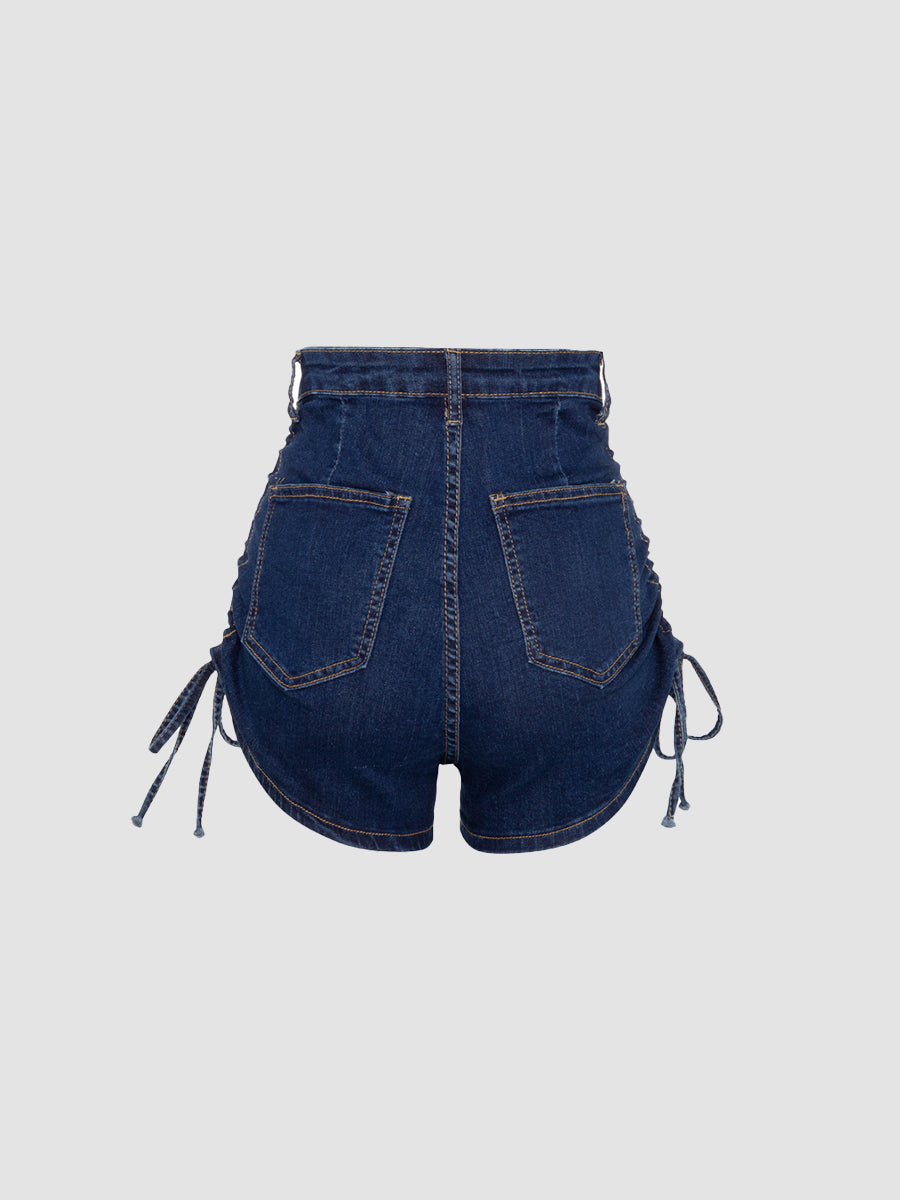 Sexy Drawstring Lace-up Denim Shorts