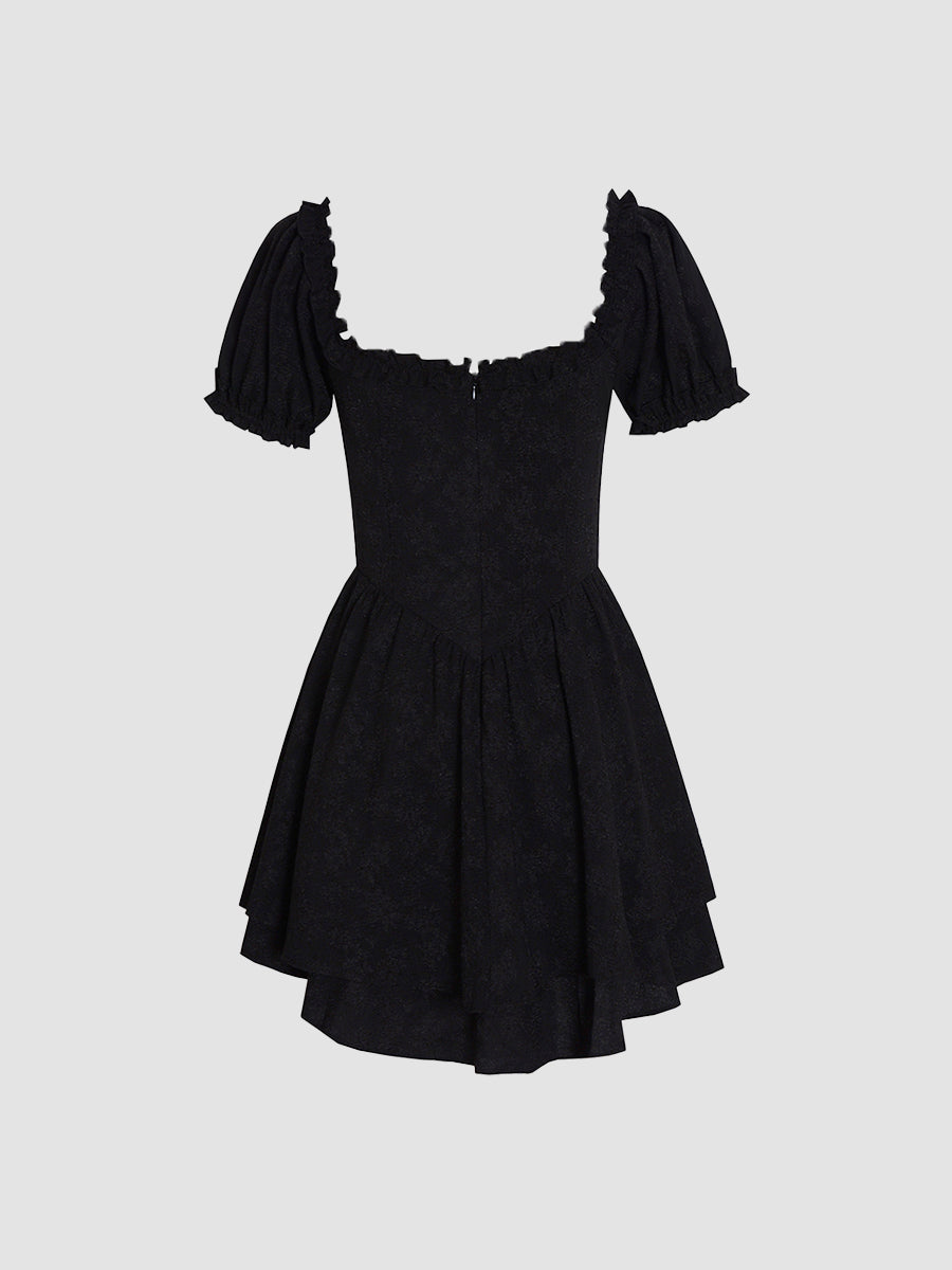 Vintage Jacquard Double Puff Dress
