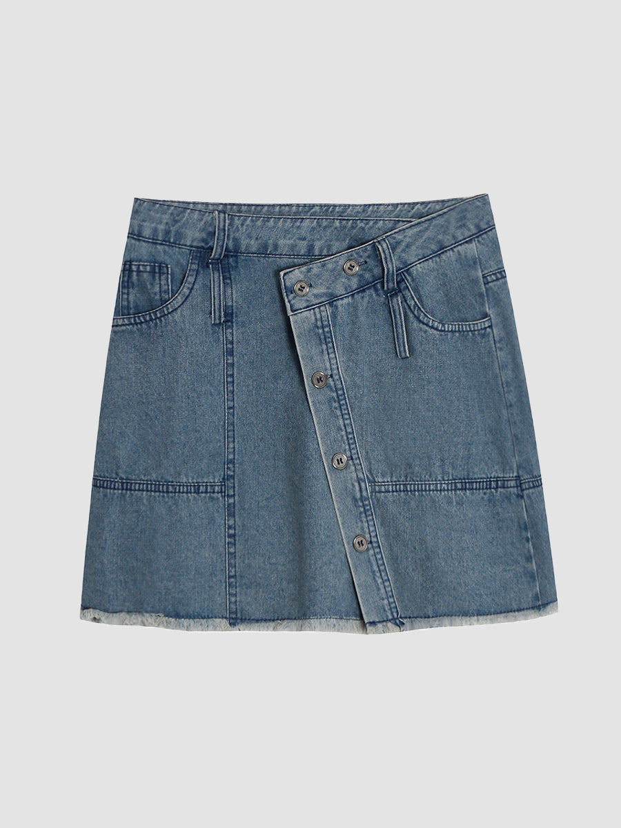 Denim Long Sleeve Jacket & Skirt Set
