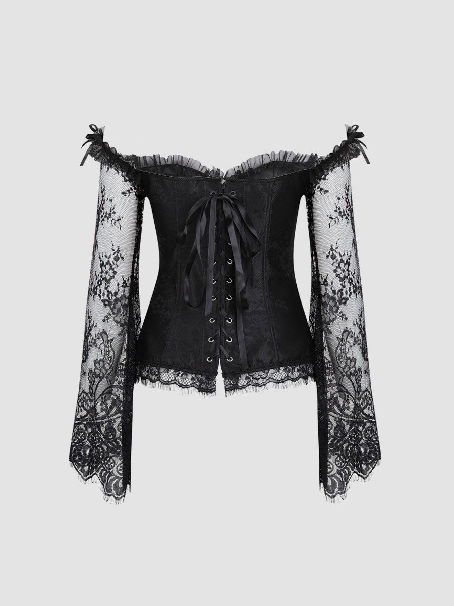 Lace Long Sleeve Corset Top