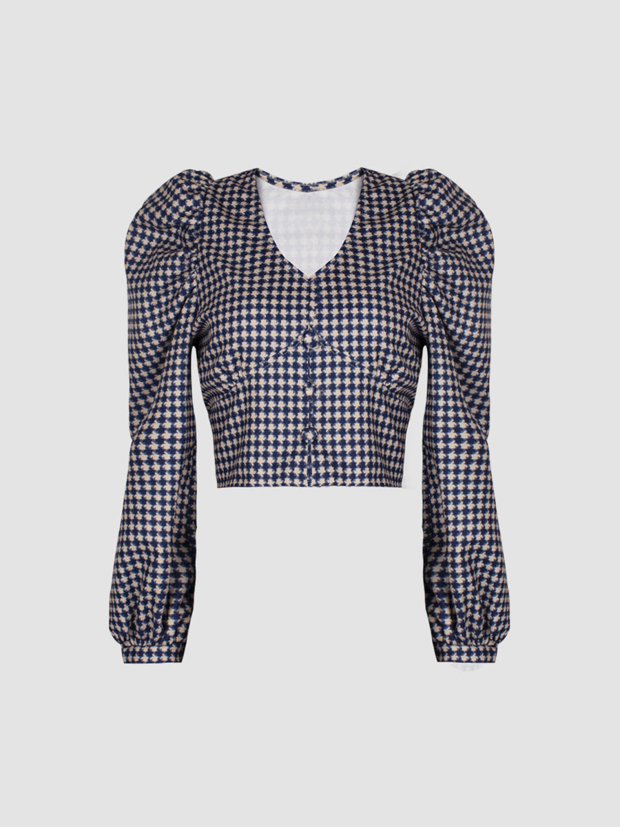 V-neck Puff Sleeve Top
