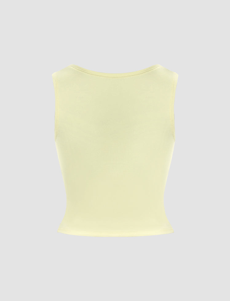 V Neck Lace Paneled Tank Top