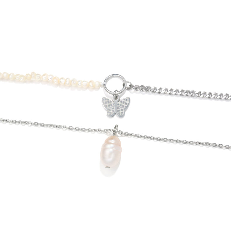 Double Pearl Flower Necklace