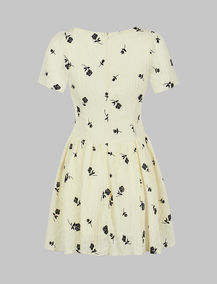 Floral Lace-up Corset Dress
