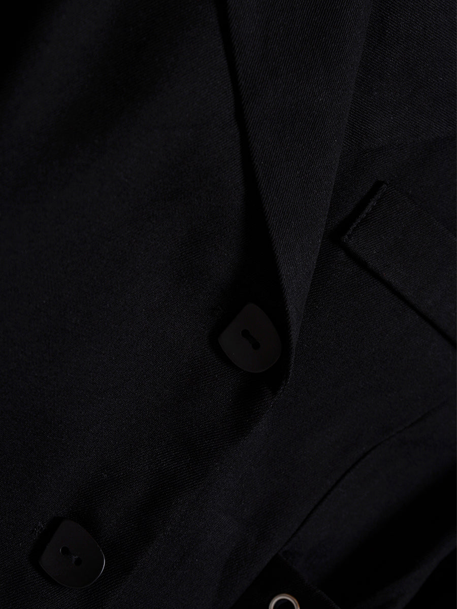 Suit Bow Tied Waist Black Dress
