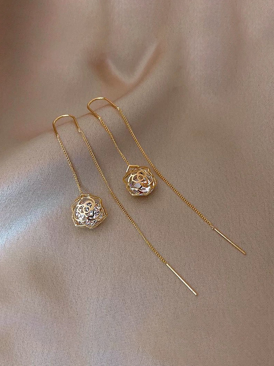 Gold Ball Long Tassel Earrings