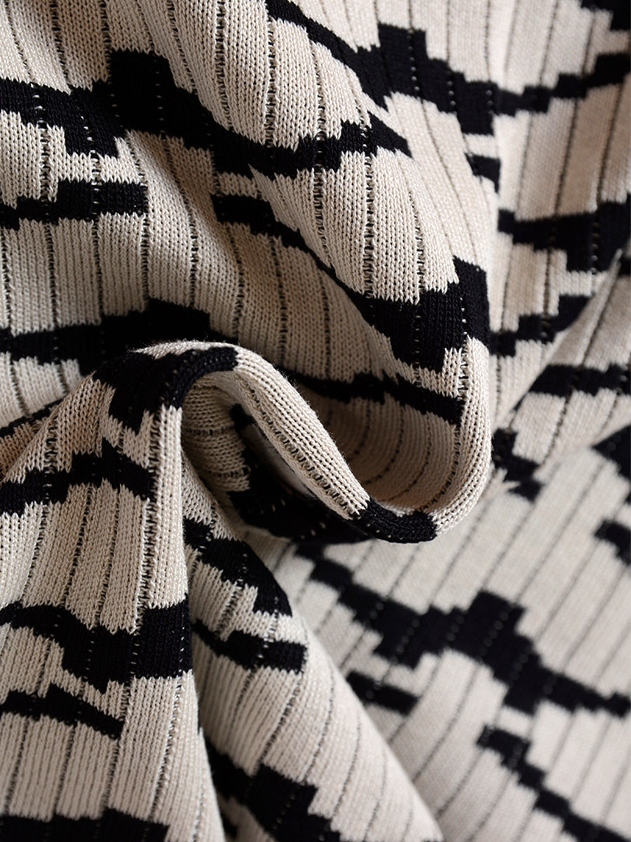Wave Polo Collar Knitted Dress