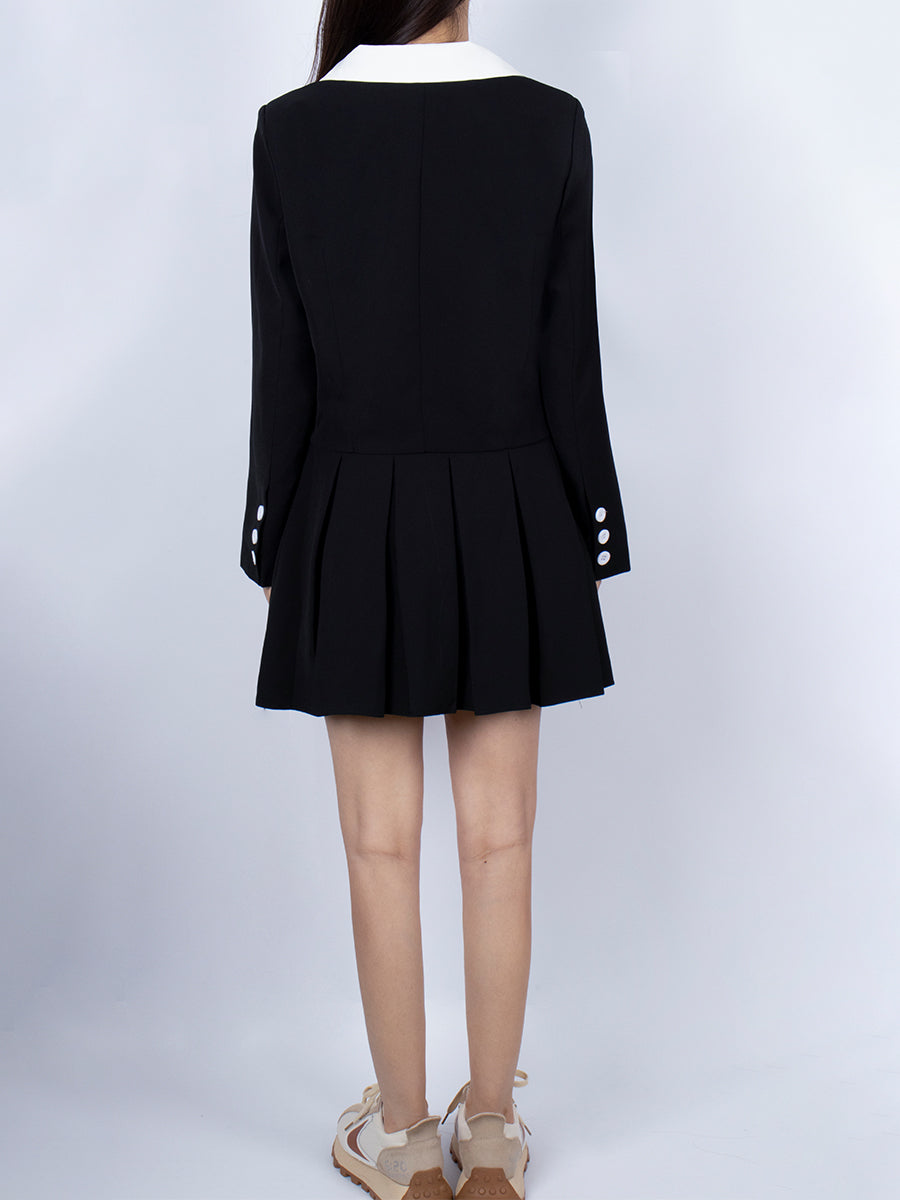 Blouse Blazer & Pleated Skirt Set
