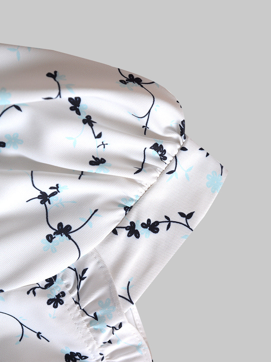 Blue Floral Puff Sleeve Top