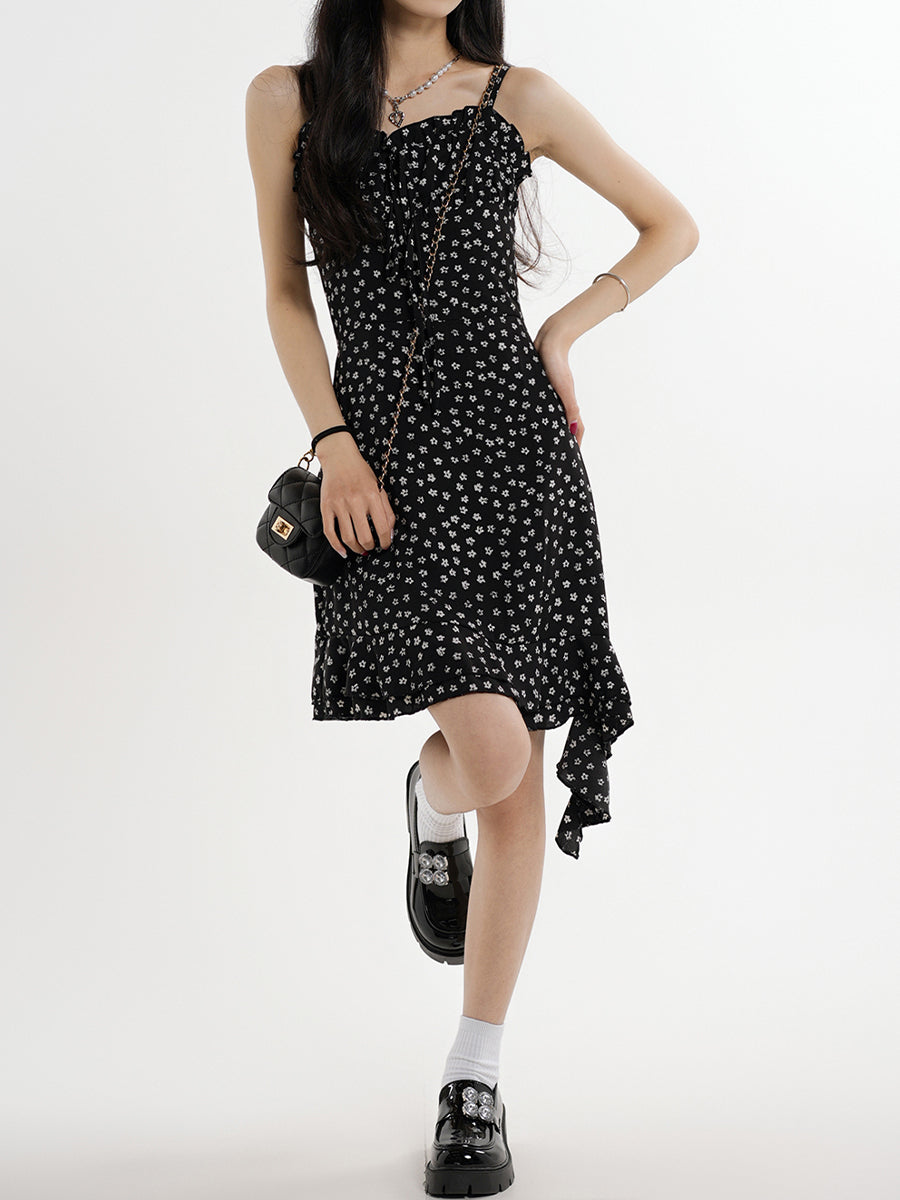 Irregular Floral Camisole Dress