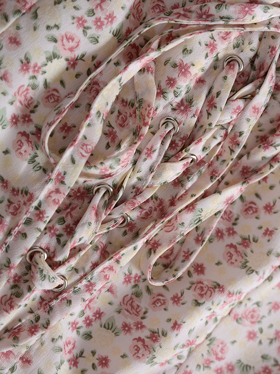 Floral V-neck Lace Dress