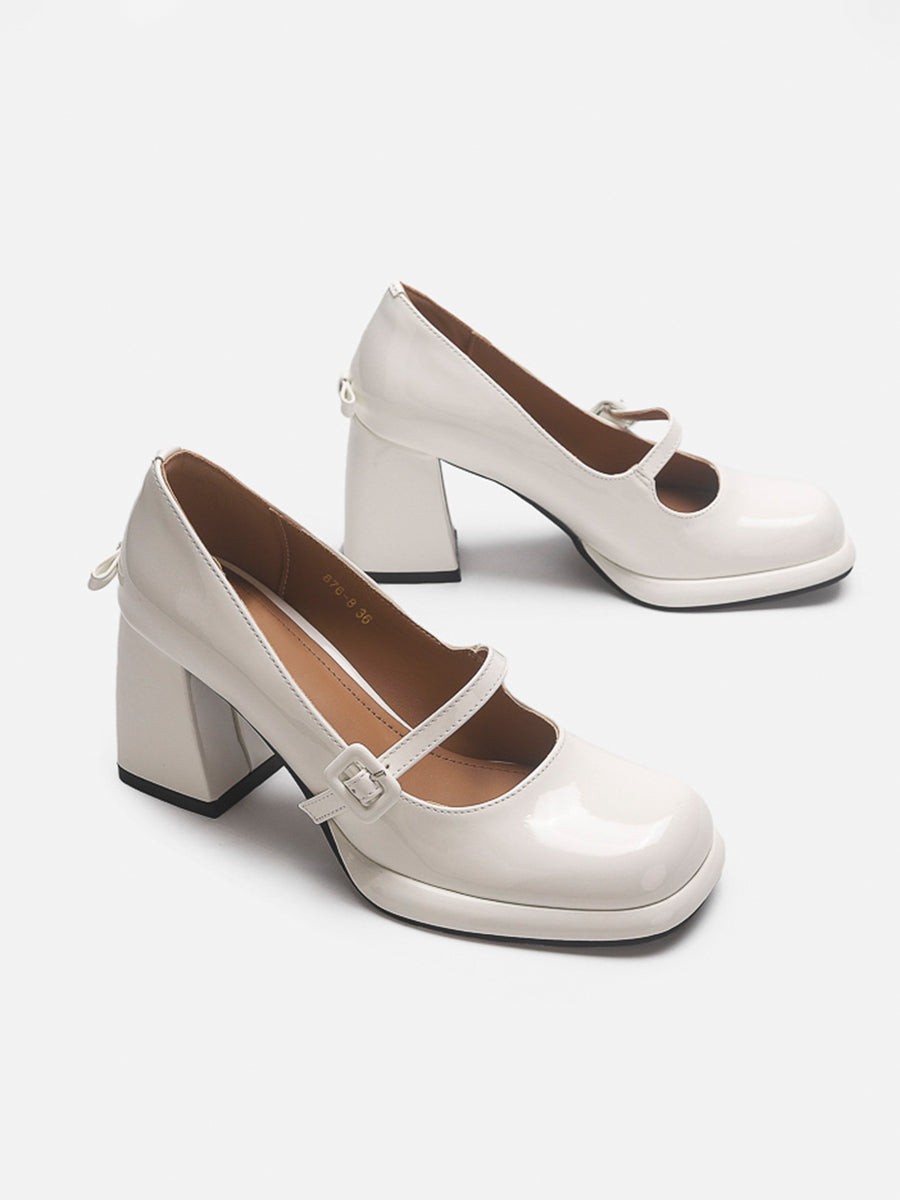 Chunky Heeled Ankle Strap Mary Jane Pumps