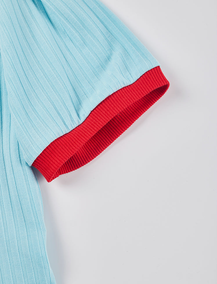 Color-block Cutout Tee Top