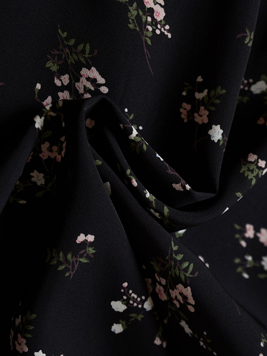 Irregular Black Floral Skirt