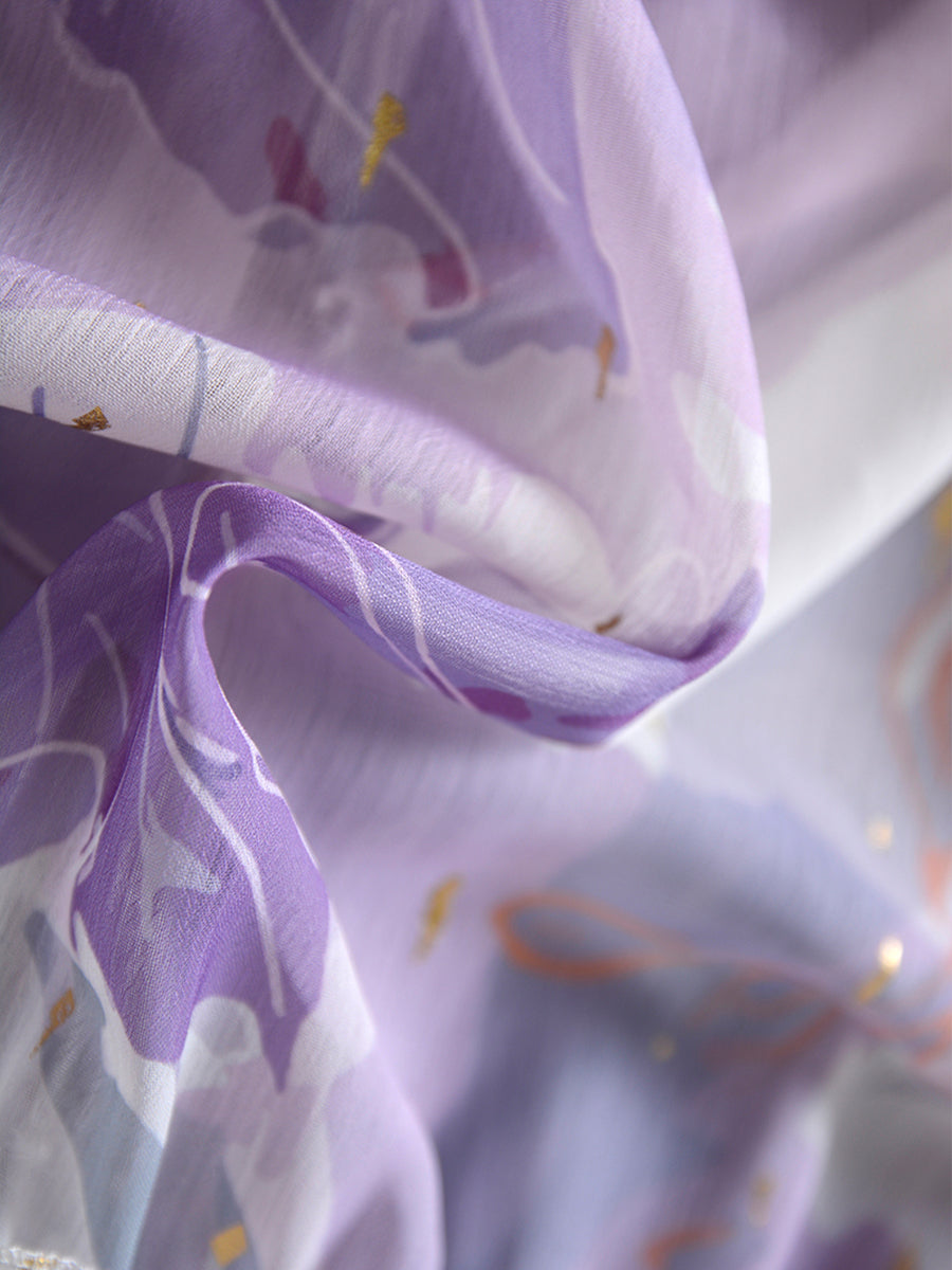 French Vintage Purple Floral Dress with Cami