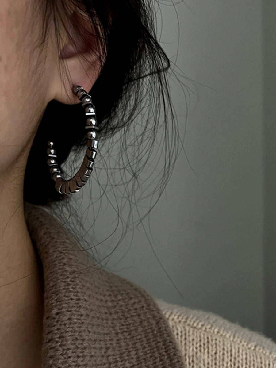 Irregular Little Square Circle Earrings