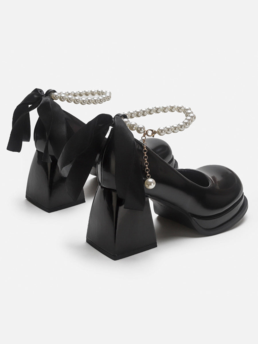 Chunky Heeled Ankle Strap Mary Jane Pumps