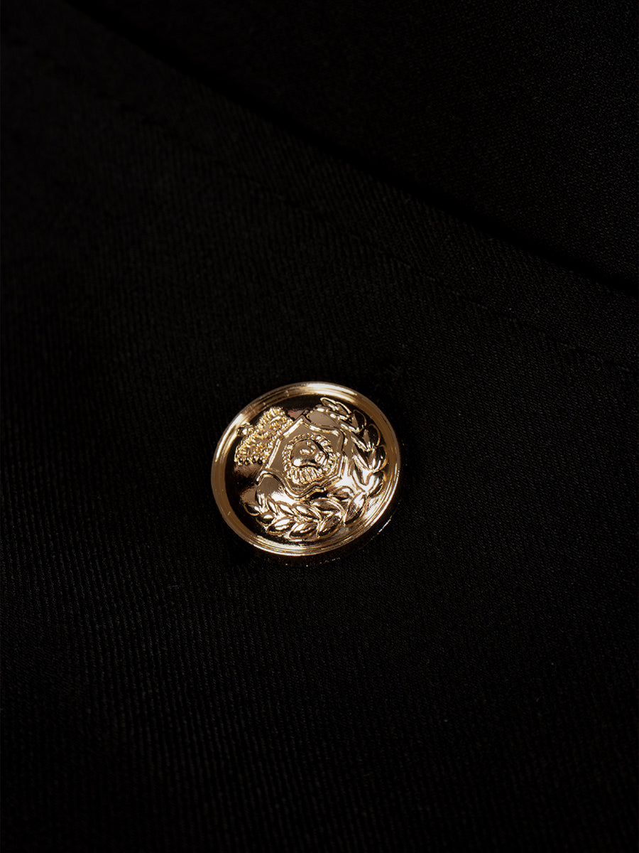 Black Slim Fit Suit Dress with Belt