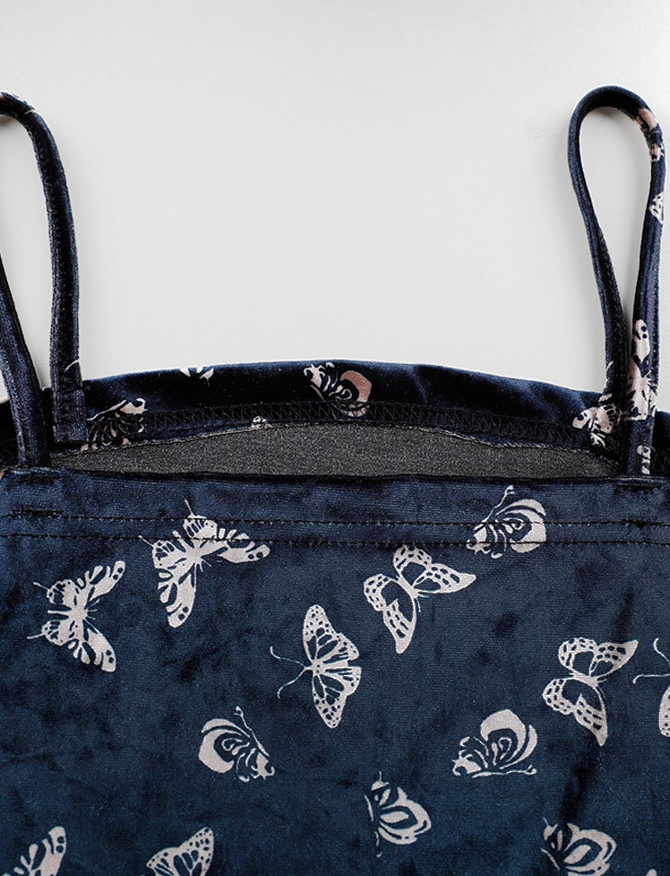Black Butterfly Velvet Suspender Dress