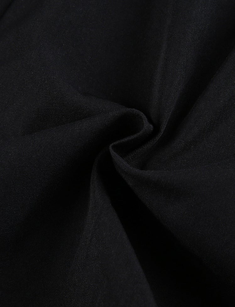 Irregular pleated skirt with black leg loops