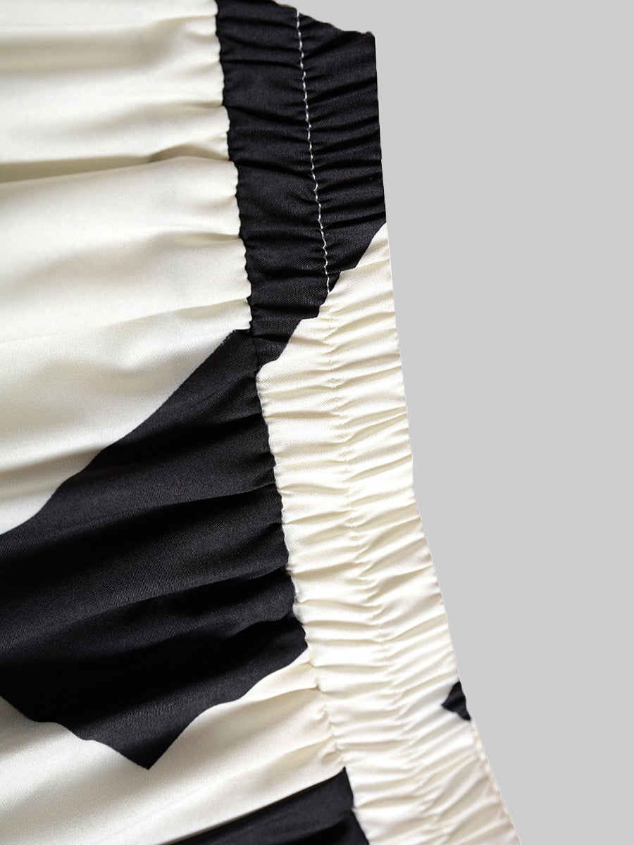 Black And White Irregular Midi Skirt