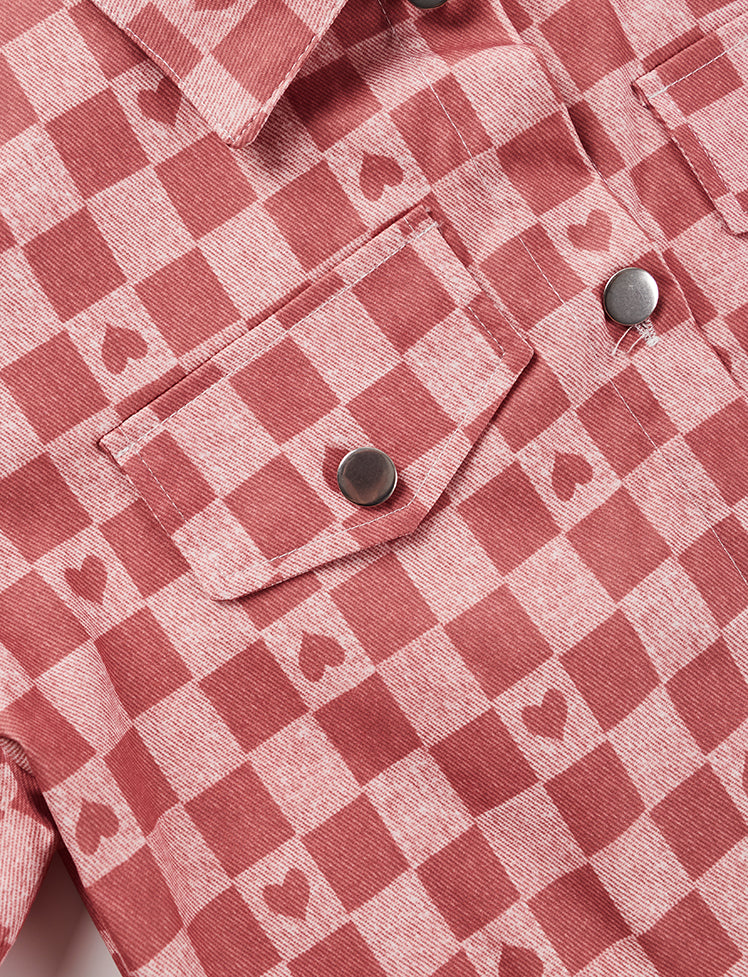 Plaid Heart Top & Skirt Set