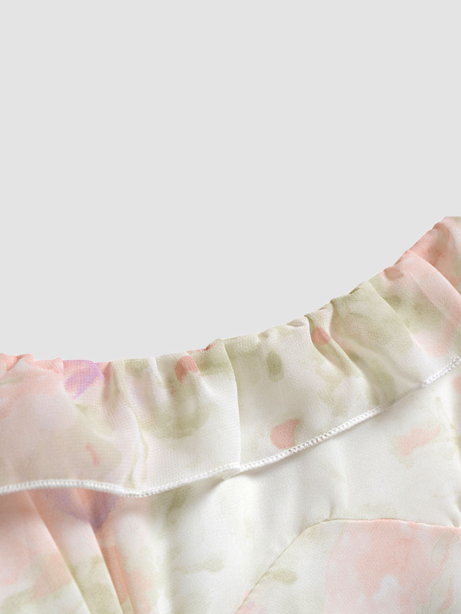 Summer Irregular Floral Chiffon Dress