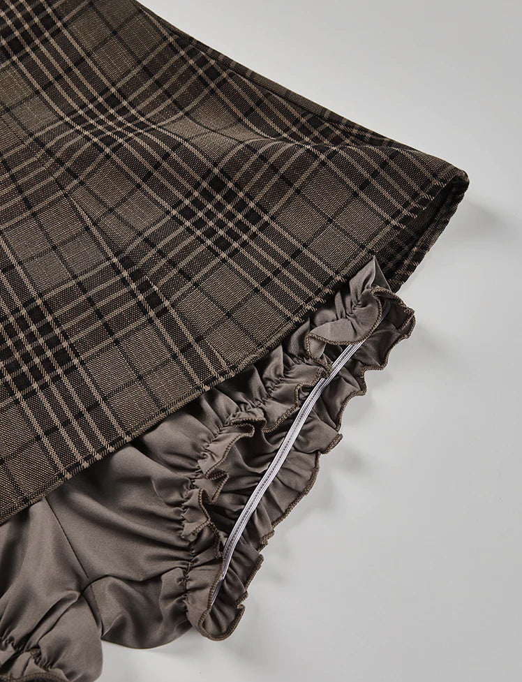 Plaid Preppy Ruffle Skirt