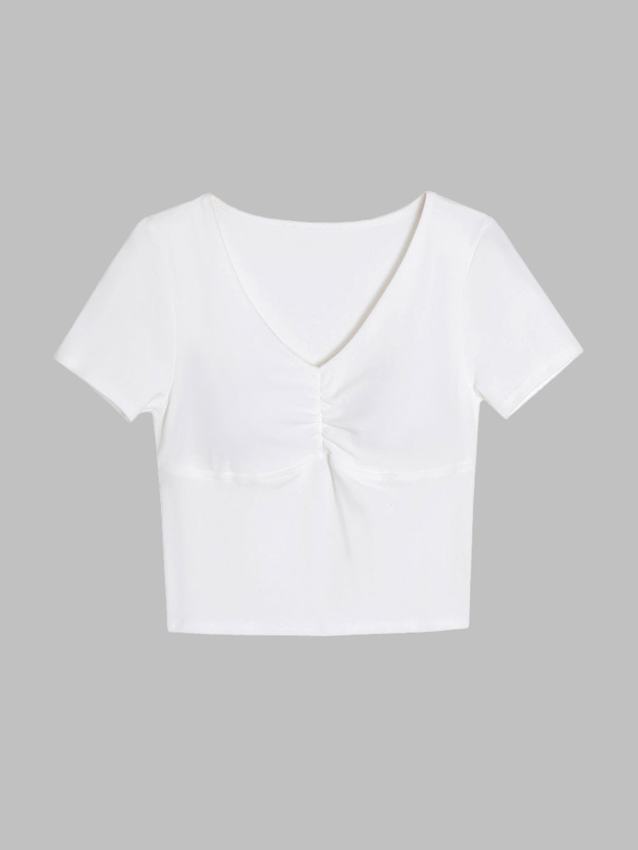 Basic Solid Color Chest Pad Top