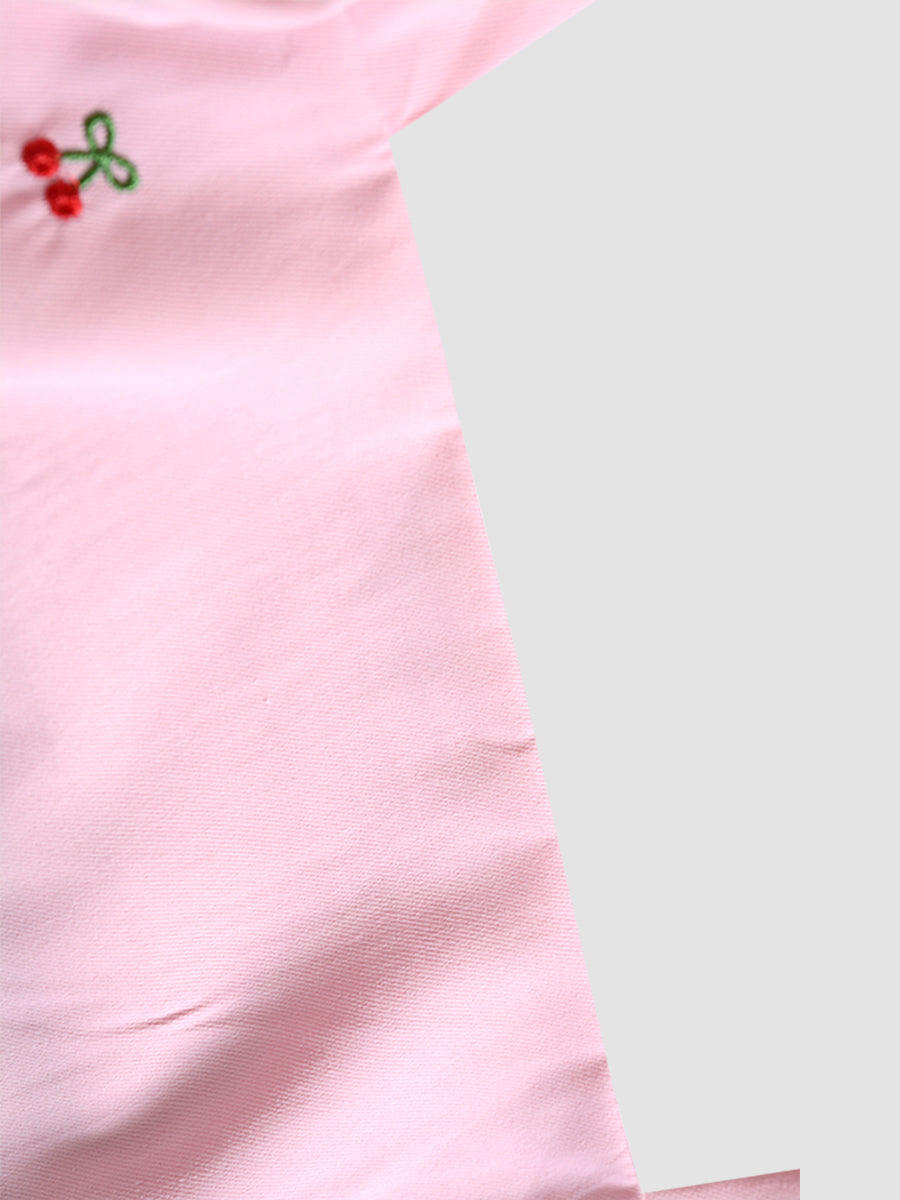 Pink Square Neck Bubble Sleeve Strappy Dress