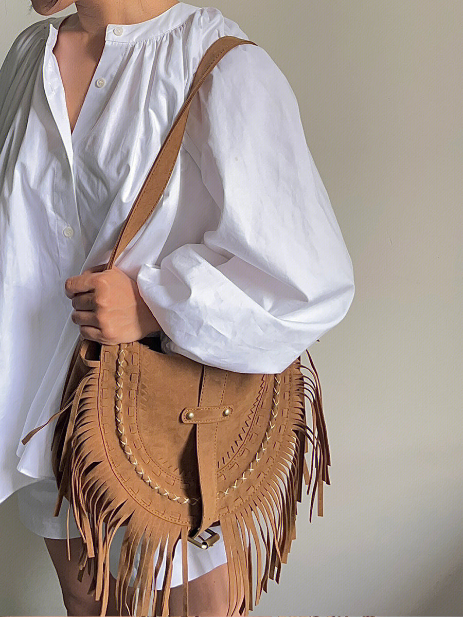 Faux Suede Crossbody Bag Hundred Shoulder Bag