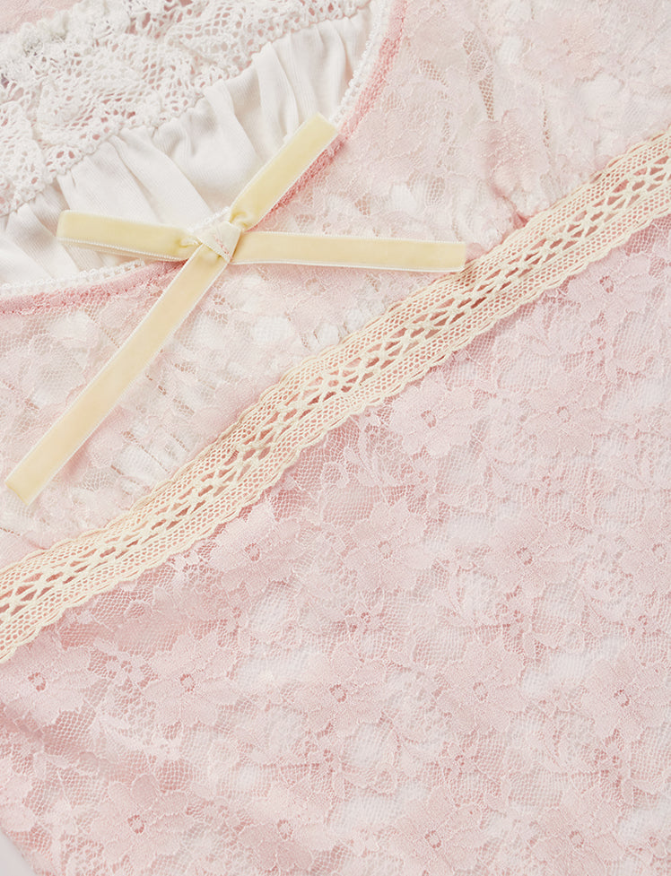 Lace Paneled Square Neck Top