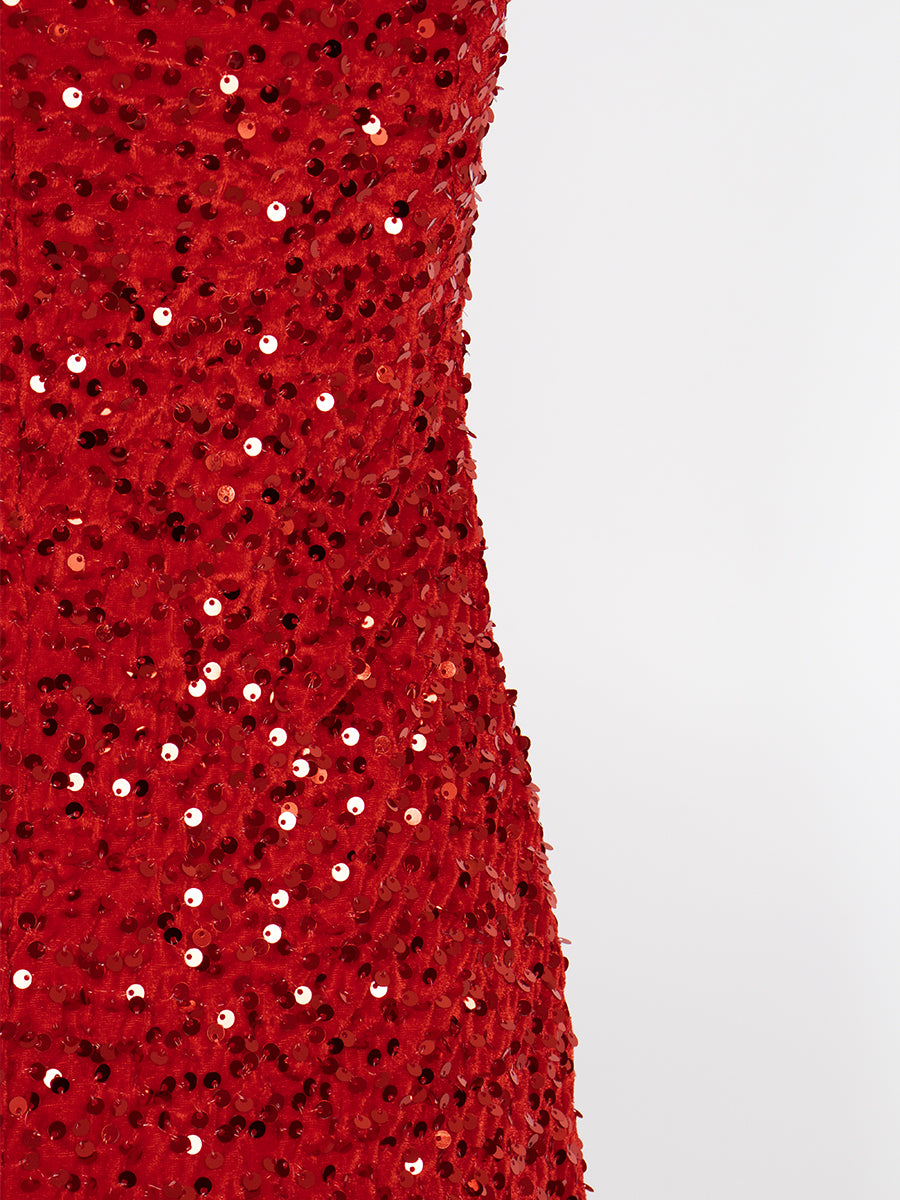 Red Sequin Camisole Dress