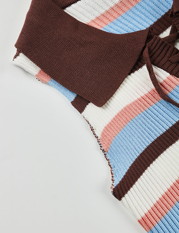 Stripes Collar Knit Tank Top