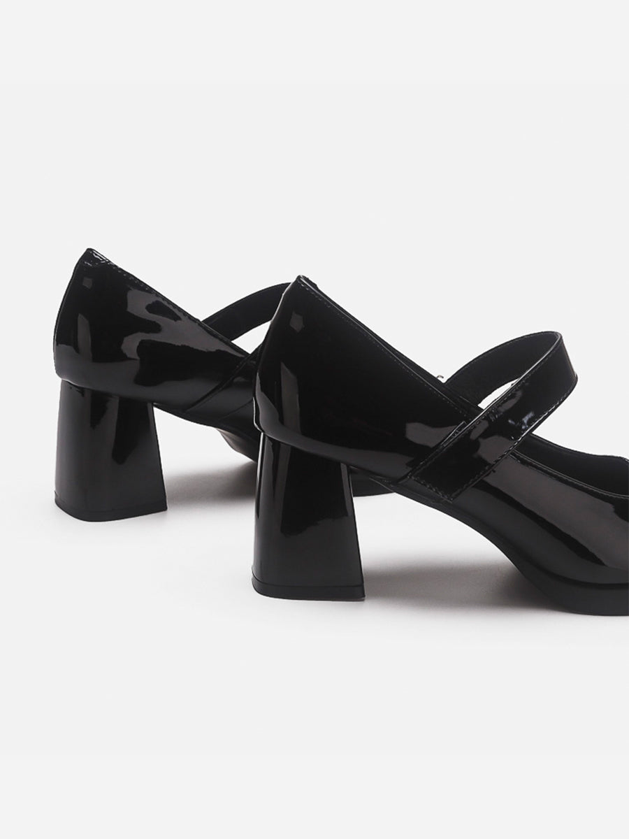 Rhinestone Decor Chunky Mary Jane Pumps